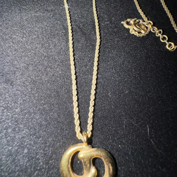 RARE Vintage Christian Dior CD Logo Necklace Signed Germany Gold Tone - Picture 8 of 8